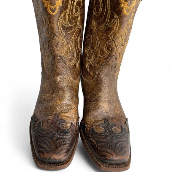 Tony Lama Brown Leather Western Cowboy Cowgirl Boots Women's 9 B - Picture 4 of 13